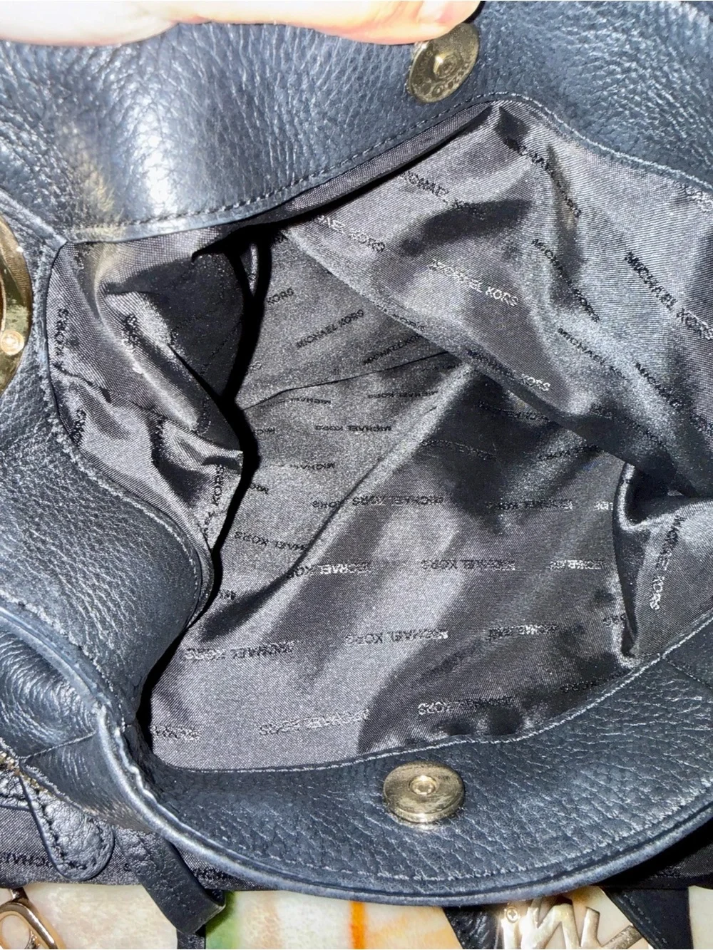 Micheal Kors Classic black Leather Hobo Bag with Gold Hardware